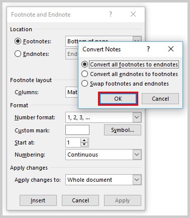 change numbering of endnotes in word 2016 for mac